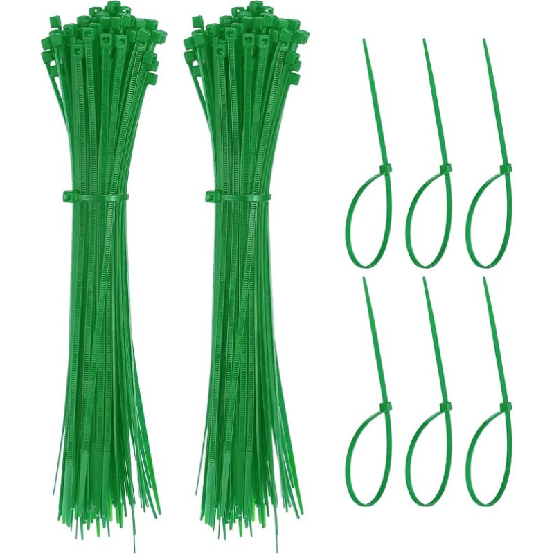 YELARXI Kabelbinder aus Kunststoff, selbstsichernd, 20,3 cm, passend für Zuhause, Garten, Büro, Werkstatt, Reisen - (1000 Stück, grün)