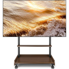 TVON TV Stand Rollable TV Trolley for 40 to 86 Inch Flat & Curved TVs, Height-Adjustable TV Stand with Wheels TV Floor Stand Wood up to 68 kg Max VESA 600 x 400 mm
