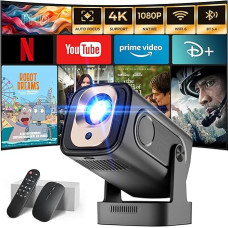 Projektorius [Automatinis fokusavimas ir 1080P gimtoji raiška bei integruotos programos] 4K palaikymas Automatinis koregavimas WiFi 6 Bluetooth 5.4