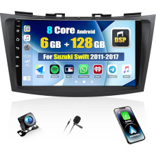 6+128G 8-Core CAMECHO Car Radio for Suzuki Swift 2011-2017 with Rear View Camera, 9 Inch Android 13 Wireless Carplay Bluetooth Radio with Android Car WiFi GPS FM/RDS DSP Mirror Link with HD