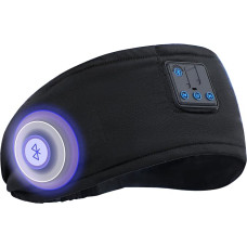 GNEGNI LIFE 6-in-1-Bluetooth-Schlafkopfhörer, Kabellos, weich, Musik-Stirnband, schweißfest, mit Kopfhörern und Mikrofon zum Schlafen, Fitnessstudio, Yoga und Reisen (Lycra Schwarz)