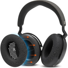 WC SweatZ Momentum 4 - Patented Ear Cushion Covers for Sennheiser Momentum 4 Wireless Over-Ear Headphones by Wicked Cushions | Sweatproof and Easy to Wash | Black