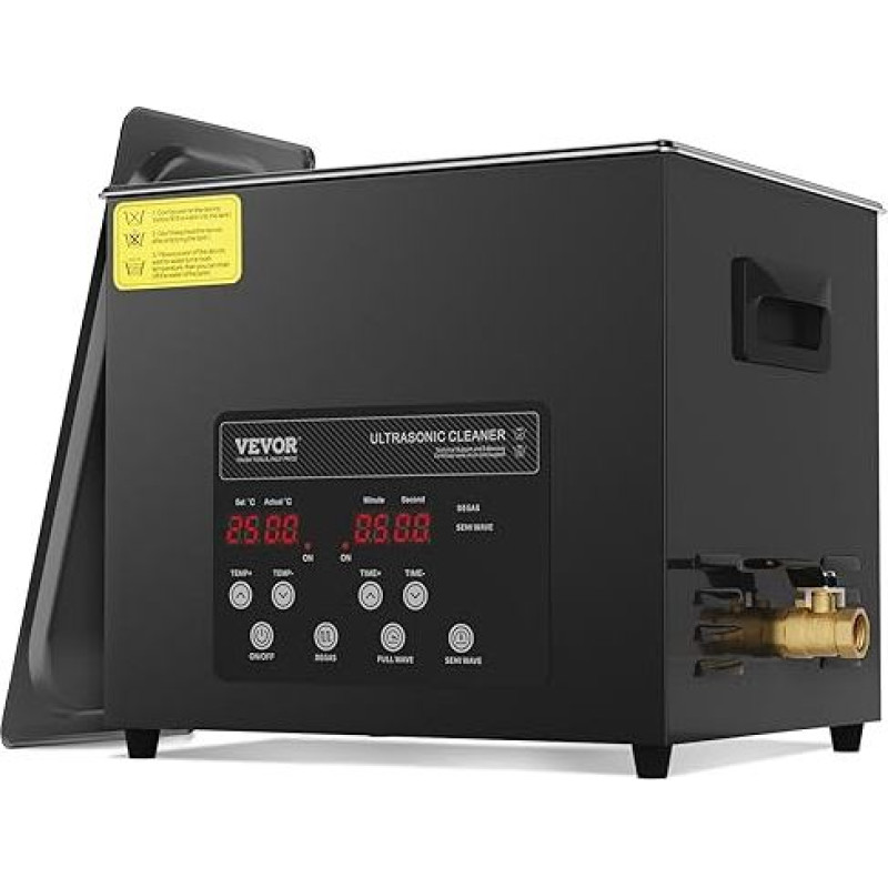VEVOR 10L ultragarsinis valytuvas 240W skaitmeninis ultragarsinis valymo įrenginys su švelniu režimu ir geresniu degazavimu, 40 kHz pramoninis juvelyrinių dirbinių valytuvas su šildytuvu ir laikmačiu, skirtas akiniams, laikrodžiams, juodas