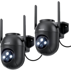 Pack of 2 Outdoor Surveillance Cameras - 5MP Camera Surveillance Outdoor 2.4/5GHz WiFi IP Camera Outdoor Camera Cable 360° PTZ Video Surveillance Outdoor Camera Dome Home Kit with Automatic Tracking