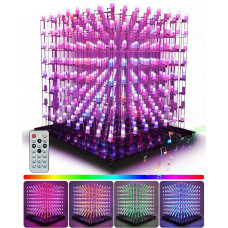 iCubeSmart 3D8RGB-KIT LED Cube Set, DIY Electronics Kit, 8 x 8 x 8 LEDs, LED Light Cube, DIY Soldering Project Kit