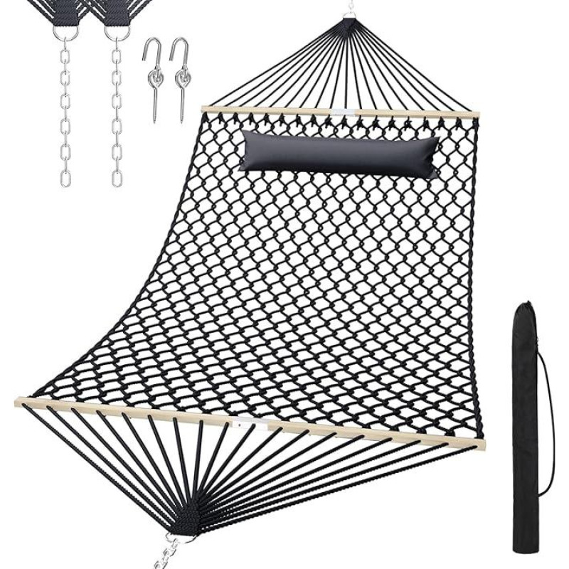Lauko hamakas Kvėpuojantis akių hamakas pagamintas iš vėsaus nailono su mediniais stulpais, skirtas patalpoms, balkonui, kiemui, sodui