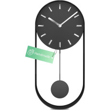 Mebus Modern Pendulum Clock Large Wall Clock without Ticking Noises I Handmade Metal I Quartz Movement I 40 x 20 cm I Colour Grey Black