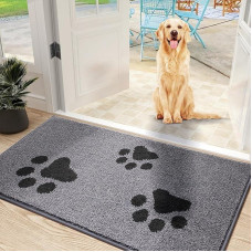 Mibao Door Mat Inenn 90 x 150 cm, purvo gaudyklės kilimėlis įėjimo ir galinėms durims, neslystantis kilimėlis, skalbiamas skalbimo mašinoje, minkštas kilimėlis purviniems batams ir letenoms, pilkas