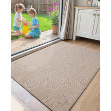 COLOR&GEOMETRY Vidinis purvo gaudyklės kilimėlis, neslystantis durų kilimėlis, plaunamas, plonas šenilinis grindų kilimėlis, kilimėlis priekinėms durims ir prieškambariui, kilimėlis šunims, 81 x 122 cm, smėlio spalvos