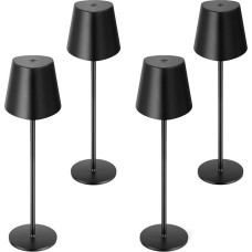 PreeOtti 4 belaidžių stalinių lempų pakuotė, reguliuojamo apšvietimo stalinė lempa, LED baterija su 3 spalvų temperatūromis, nuolat reguliuojamas apšvietimas, jutiklinė lempa su USB-C įkraunama lauko naktiniam staliukui, valgomojo stalui,