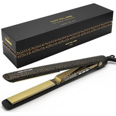 Corioliss C3 | Straighteners | Extra Long Titanium Plates Anti Frizz | Hair Straightener Curling and Straightening | Professional with Temperature Control Leopard Gold Soft Touch