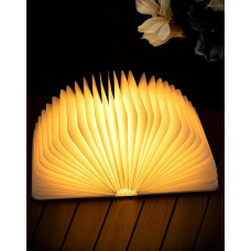 ZBOLE Wooden Book Lamp, 3 Colors Foldable Book Lamp, LED Mood Lamp with USB-C, Christmas and Birthday Gift (21cm Walnut)