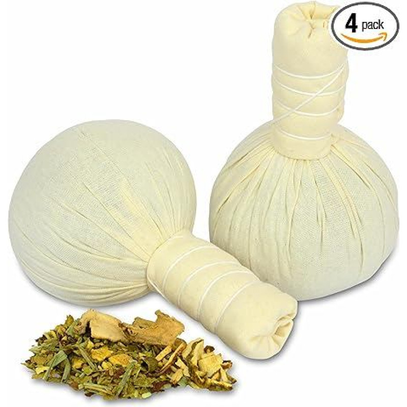 Vaistažolių antspaudas - Tailando vaistažolės - pakuotė 4 x 75 g - raumenų skausmo malšinimas ir atsipalaidavimas - sveikatingumo masažas