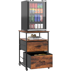 yeshine Mobilus mini šaldytuvo stovas su laikymo vieta, su riedančiais ratukais, mini šaldytuvo stalas svetainei, virtuvei, miegamajam, biurui, bendrabučiui (Vintage Brown)