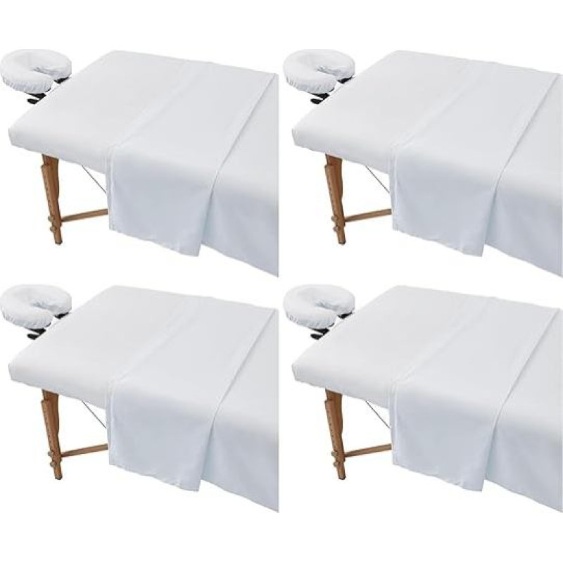 OAEUQ 12 dalių rinkinys iš 4 mikropluošto daugkartinio naudojimo masažinės antklodės užvalkalų ir veido (baltas)