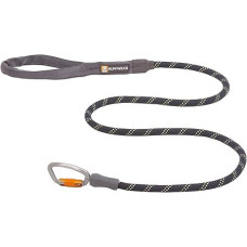 RUFFWEAR Knot-a-Leash šviesą atspindinti virvė su karabino kabliuku, 1,5 m, 7 mm storio, Obsidiano juodos spalvos