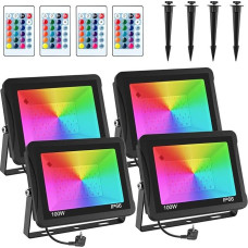 T-SUNUS RGB Outdoor Spotlight 100 W, RGB LED Spotlight Outdoor with Remote Control, 16 Colours and 4 Modes, IP65 Waterproof Floodlight for Party, Halloween, Bar, Decoration, Christmas