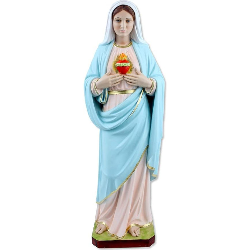 Proposte Religiose Saint Mary Heart Statue Hand Painted Polyresin 50cm Made in Italy