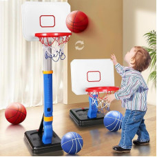 Basketball Hoop Set for Toddlers: Adjustable Height, Sturdy and Lightweight Material, Indoor and Outdoor Play Easy to Store and Carry, Easy Assembly, Indoor and Outdoor Play