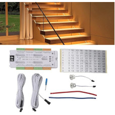 Culnflun LED Stair Lighting with Motion Sensor, 5 Modes 32 Levels LED Stair Sensor Light Complete Motion Sensing Stair Light Controller Kit, Stair Light Control DC 12 V 24 V Light Strips
