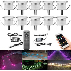 10 WiFi LED įleidžiami grindų žibintai RGBW skersmuo 31 mm IP67 Vandeniui atsparūs terasos įleidžiami žibintai, suderinami su 