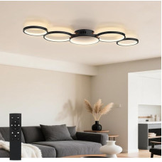 Sky angle LED Ceiling Light Modern Living Room Lamp Dimmable with Remote Control Black Round 100 cm 50 W 3000 K 6500 K Ceiling Lamp Bedroom Kitchen (Black, Dimmable)