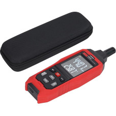 Digitale Temperaturfeuchtigkeitsmesser LCD -Anzeige Tau -Feuchtlampe Tester Alarmfunktion Tragbares Design für Innenraum Außenabbs schwarz rot