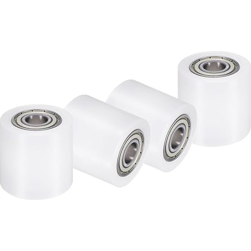 sourcing map Nylon-Rollenrad mit Kugellagern, 1,6 cm Bohrung x 5,1 cm Breite x 5,1 cm Länge, CNC-Führungsrad, Flachriemen-Spannrolle, Nylon-Umlenkrolle, Weiß, 4 Stück