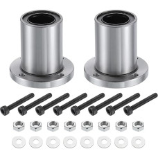 QUARKZMAN LMF25UU linijinis rutulinis guolis 26 mm skylė 40 mm išorinis skersmuo 58 mm ilgis apvalus flanšas nikeliuotas su varžtais, skirtas CNC mašinoms, 3D spausdintuvams, 2 vnt.