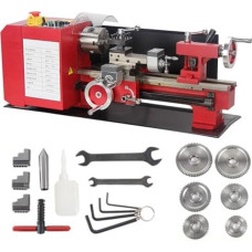 Präzisions-Metalldrehmaschine, 500 W, 2500 U/min, Benchtop mit 80 mm selbstzentrierendem Dreibackenfutter für Heimwerker-Metallbearbeitung, Drehen, Bohren, Gewinde, Fräsen