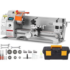 Bürstenlose Mini-Metalldrehmaschine 7''x16'' / 180mm*400mm 800W Digitalanzeige Stufenlose Metallbearbeitung Drehen Für den täglichen Gebrauch zu Hause