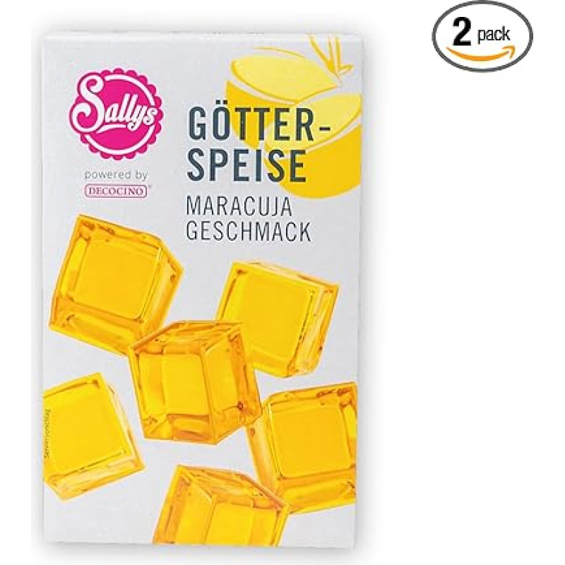 DECOCINO Meets Sally Jelly, Passion Fruit, 2 x 15 g, puikiai tinka desertui, tortui papuošti, desertui ir kt. Nepakartojamai geras skonis