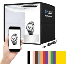 PULUZ foto studijos šviesos dėžutė 25 cm šviesos palapinės Fotografija Maža šviesos dėžutė Nešiojama sulankstoma stalinė fotografavimo palapinės dėžutė su 6 vnt. 12 spalvų fonų rinkiniu Fonas Dimmable LED Ring Light Photo