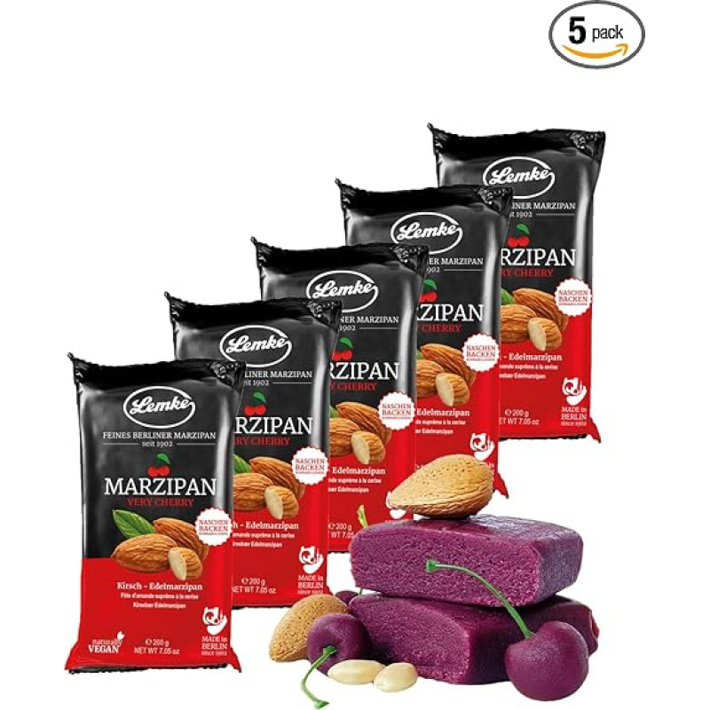 Lemke Very Cherry Marzipan 5 x 200g vyšnių marcipanas Kepimo marcipanas