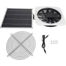 Lüftungsventilator Für Haustierhäuser, Solar-Abluftventilator, Solarpanel-Ventilator-Kit, Solar-Abluftventilator, 100 W, Solarpanel Mit 10-Zoll-Rundventilator Für Gewächshaus-Hühnerstall(Weiß)