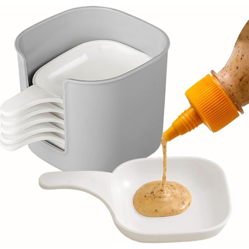 Dubbulon Dipping Sauce Schale | 6 Stück Dipschalen Mit Griff | Ketchup Schalen mit Halter Dip Platte für das Servieren von, für Küche, Familie, Snacks, für Tisch, für Restaurants, für