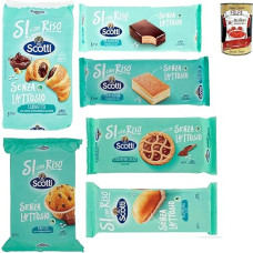 Riso Scotti, Si con Riso Merendine Test Pack, saldūs užkandžiai be laktozės, kruasanai, keksiukai, slyvų pyragaičiai be laktozės, 7 vienetai + itališka gurmaniška Polpa 400 g