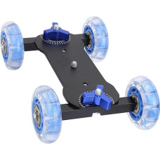 PirktiWeek Dolly fotoaparato slankiklis 10 kg apkrovos bėgių ritininis slankiklis fotoaparato Dolly Skater Mini stalinis automobilis DLSR vaizdo kamerai vaizdo kamerai (ratų spalva yra atsitiktinė)