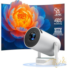 Smart Mini Projector, Upgraded Projector 4K 1080P 5W Speaker, Mini Projector Portable Support Android 11 WiFi6 BT5.4, Projector Small Car Keystone 270° Rotation, Compatible with HDMI/TV Stick/Laptop