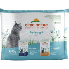 almo nature Multipack Holistic Urinary Help - 3 x With Fish - 3 x With Chicken. Complete Food for Adult Cats, Wet Food, Pack of 6 (6 x 70 g)