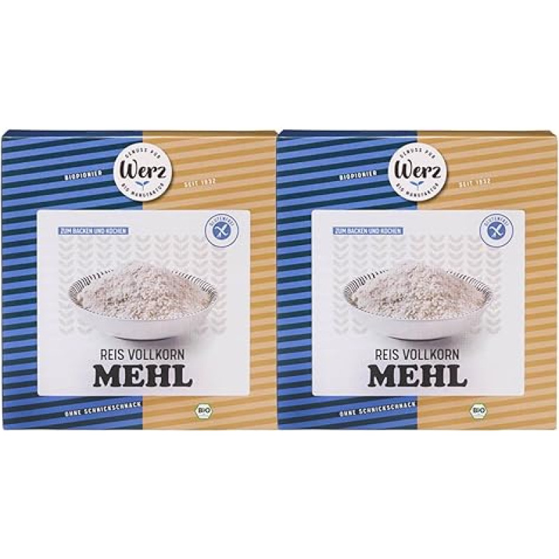 Ekologiški ryžių miltai Werz be glitimo, veganiški, 2 x 1000 g