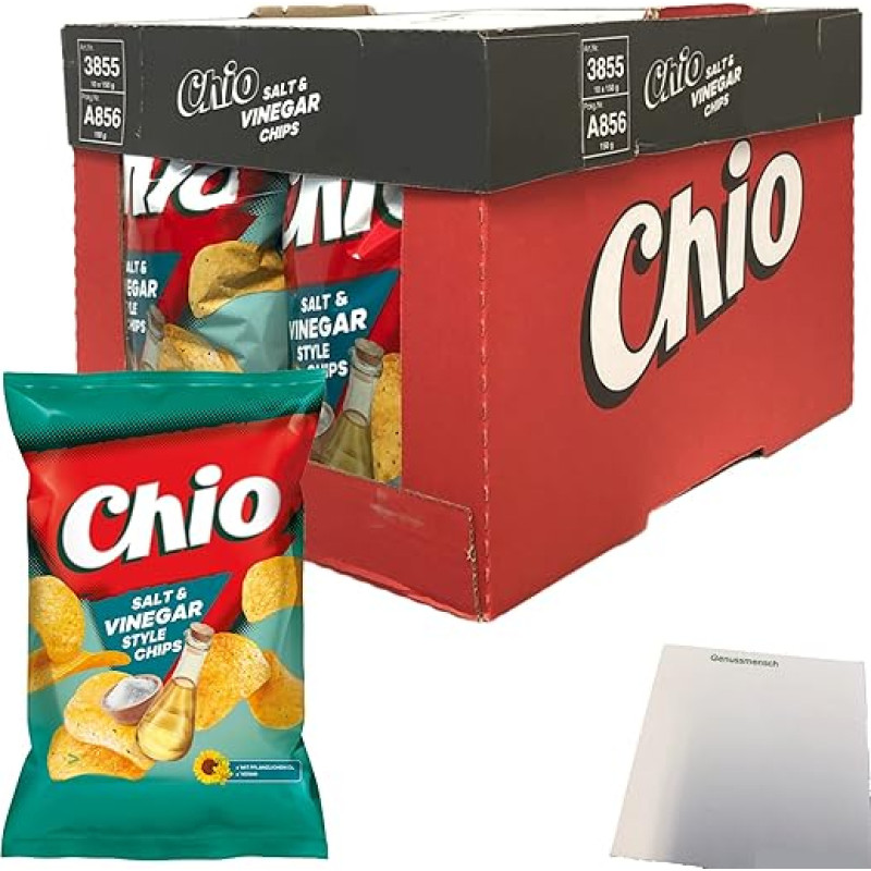Druskos ir acto traškučiai Chio Chips Druskos ir acto traškučiai, 10 vnt. (10 x 150 g pakuotė) + usy Block