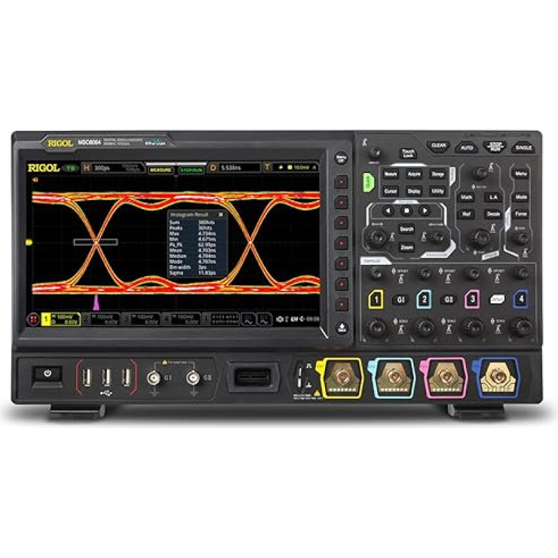 RIGOL MSO8064 mišrių signalų osciloskopas, 600 MHz, 10GSa/s, 500Mpts, 4 analoginiai kanalai, 16 skaitmeninių kanalų, nemokama akių diagrama, protokolo dekodavimo ir signalų generatoriaus funkcijos