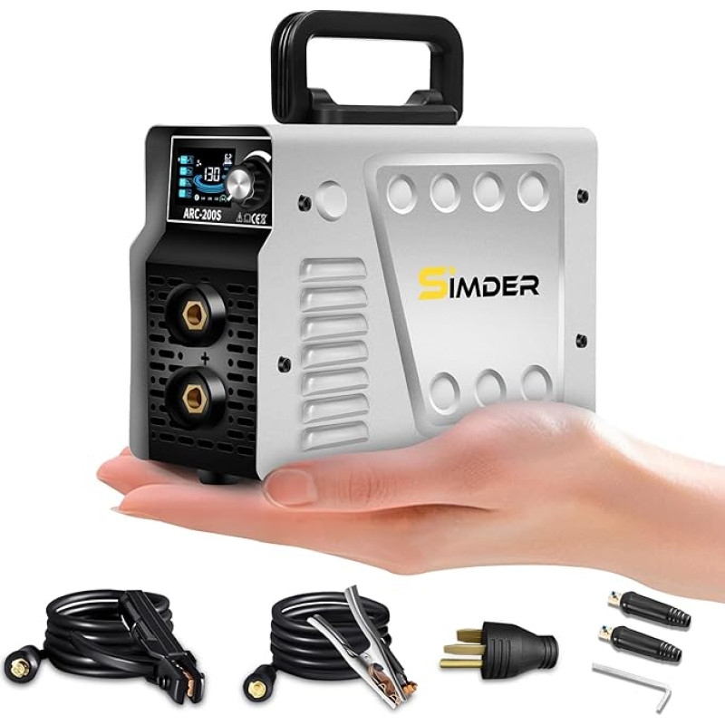 SSIMDER Lipnus suvirinimo aparatas, ARC/Lift TIG 2 in 1 suvirinimas, 220 V IGBT inverteris, nešiojamas suvirinimo aparatas su karštuoju paleidimu / apsauga nuo prilipimo ir išmaniuoju LCD ekranu, skirtas namams, pasidaryk pats ir metalo gamybai
