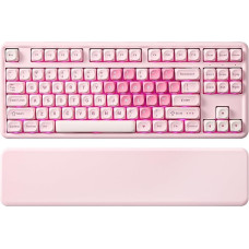YUNZII B87 Wireless Mechanical Keyboard, QMK/VIA Software Custom Gaming Keyboard, Gasket RGB with MOA Keycaps, Wrist Rest, BT5.0/2.4G/USB-C NKRO for Win/Mac (Pink, Cocoa Cream v2 Linear)