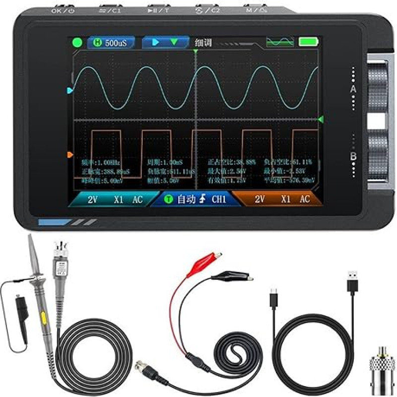 Milageto Mini-Digitaloszilloskop-Multimeter, 50 MHz, tragiškas skaitmeninis daugiafunkcinis matuoklis, skirtas remontui, standartinis