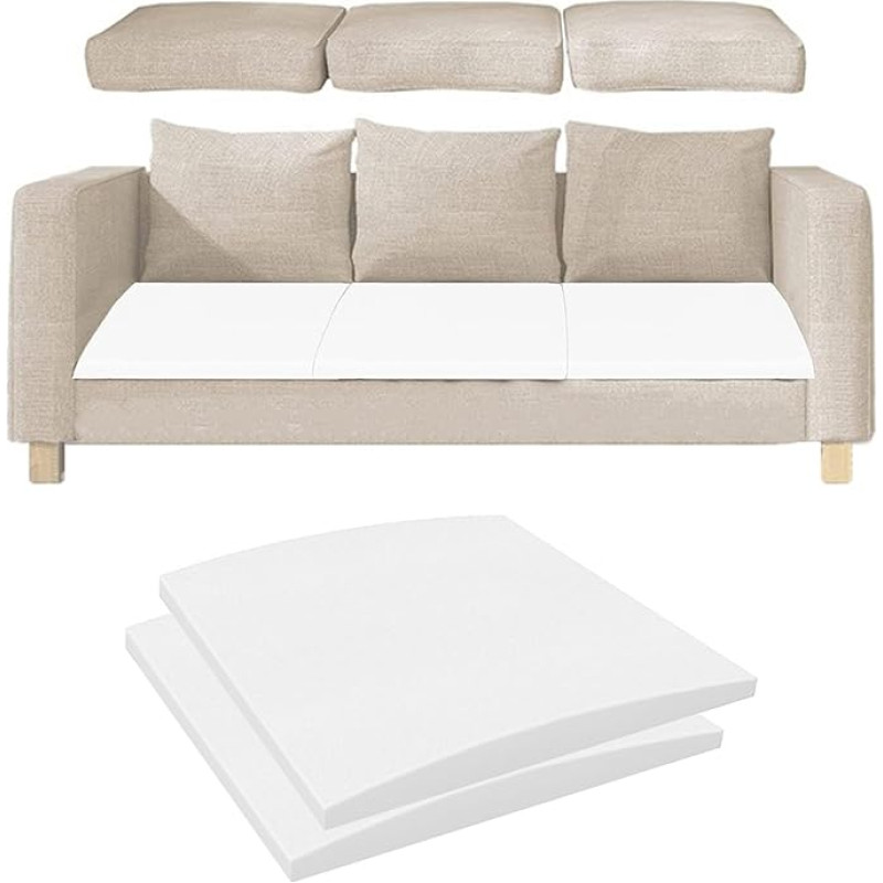 Hochdichtes Schaumstoff-Couchkissen für durchhängende Sitze 40/50/60 cm, gebogene Unterstützung für Sofas & Möbel, 2,50 x 50 cm, bequeme Sitzlösung
