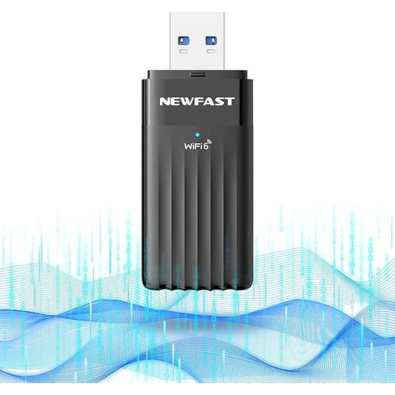 NEWFAST USB 3.0 WLAN atmintinė kompiuteriui, 3000 Mbps WiFi adapteris kompiuteriui, dviejų dažnių (5GHz/2,4GHz) belaidžio ryšio palaikymo įrenginys, WPA3丨MU-MIMO丨Įmontuota 5dBi antena, mažas delsos dažnis, WiFi6 adapteris tik Windows 11/10