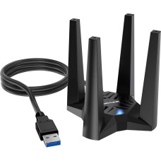 AX1800 USB WLAN atmintinė kompiuteriui, WAVLINK WiFi 6 USB WLAN adapteris kompiuteriui, 1201Mbps 5GHz + 574Mbps 2.4G, WPA3 šifravimas, įmontuota tvarkyklė, juoda, skirta tik Windows 10/11