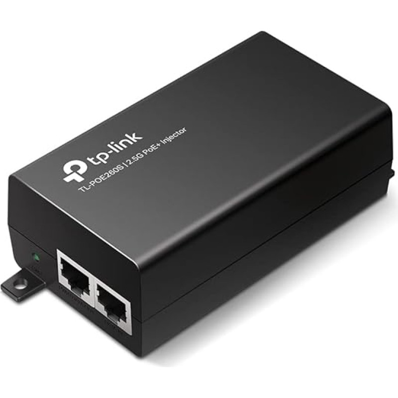 TP-Link POE260S PoE inžektorius, 2 × 2,5 Gb/s prievadai, suderinamas su IEEE802.3af/at, bendra galia iki 30 W, montuojamas ant sienos ir stalinio kompiuterio, 